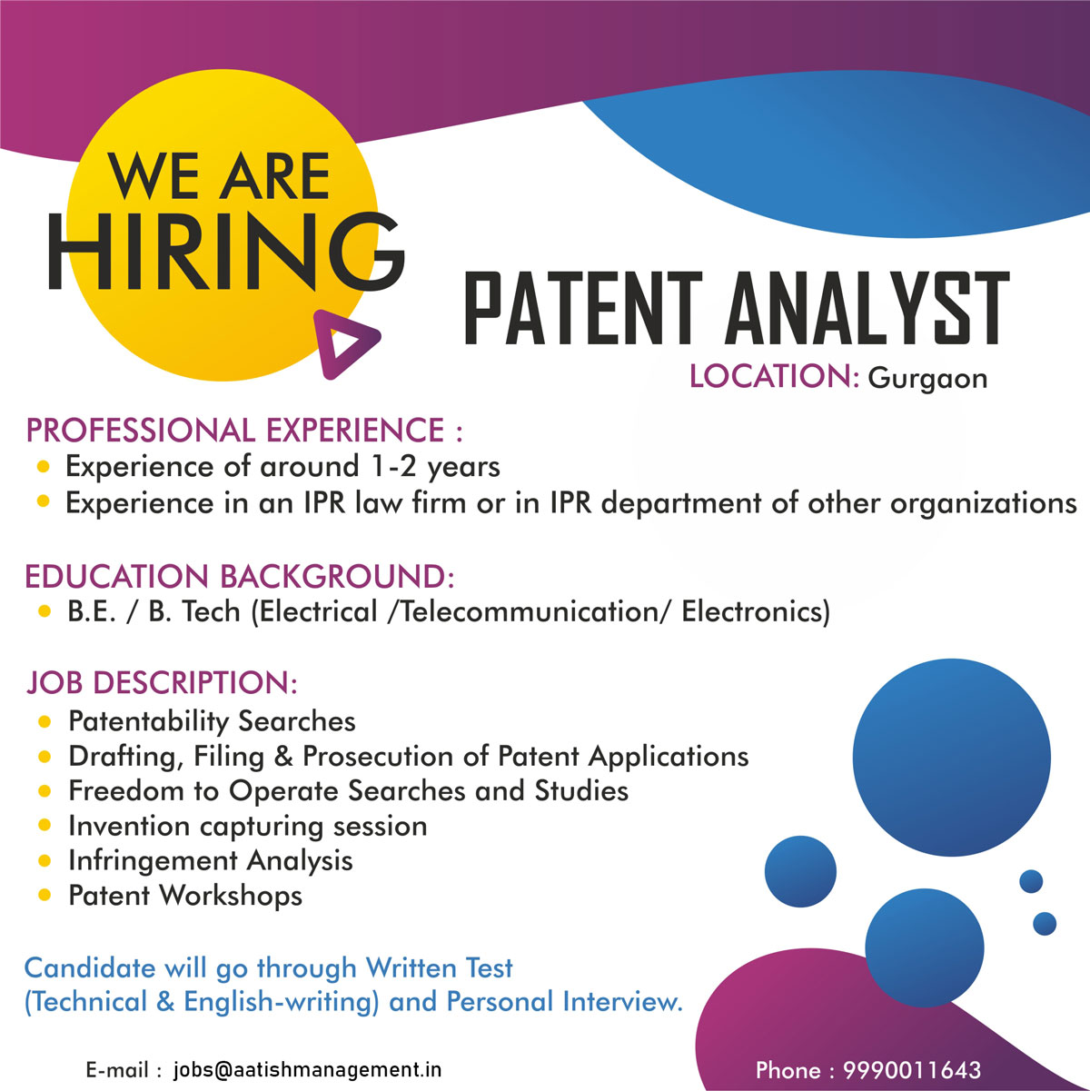 Patent jobs deals